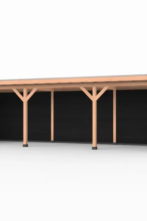 Uitverkoop Douglas overkapping, 900 x 250, met zwarte achterwand en twee zijwanden, Westwood Comfort